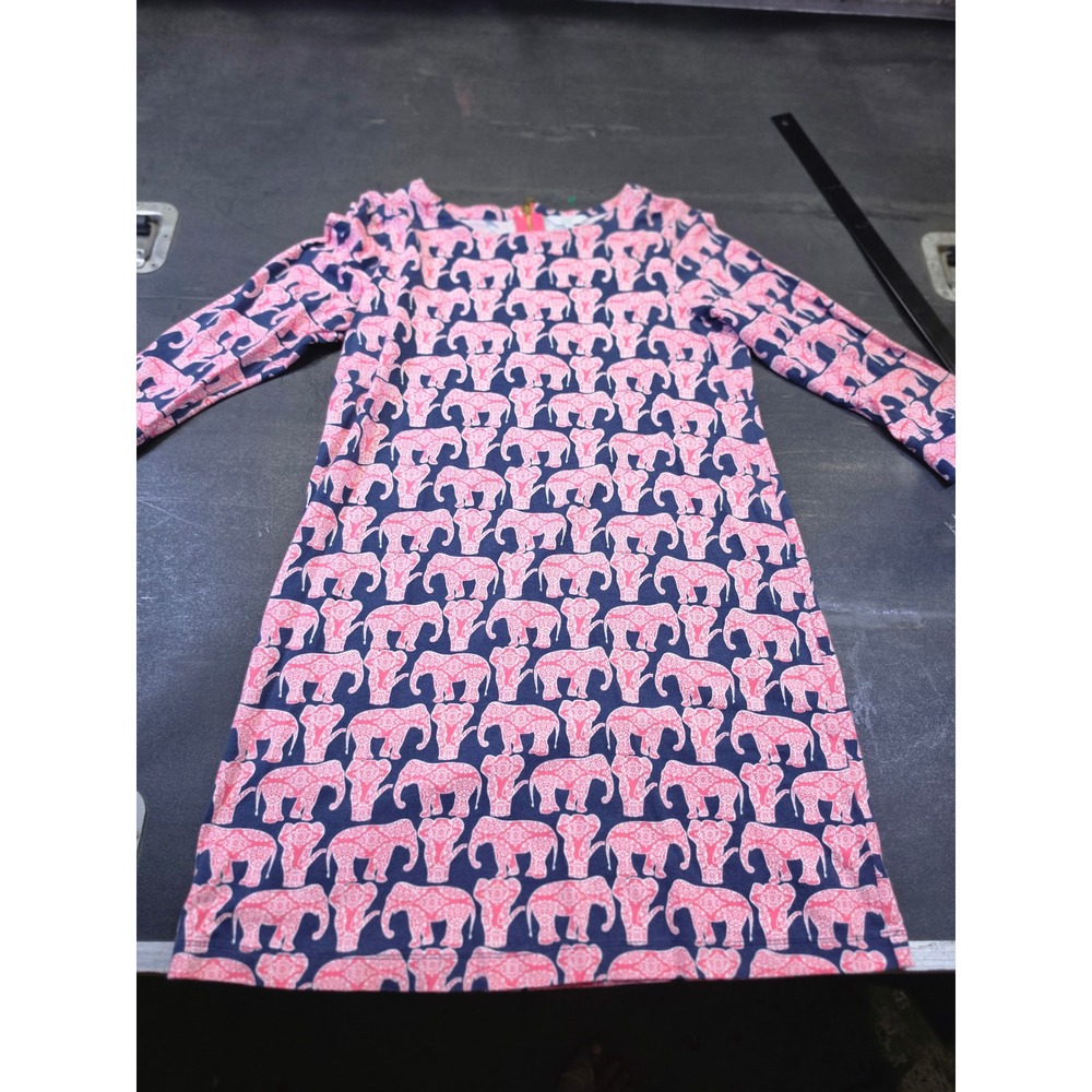 Crown & Ivy Navy Pink Elephant Paisley Print Long Sleeve Shift Dress Boutique